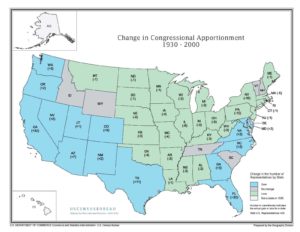 Change in Congressional Apportionment: 1930 - 2000